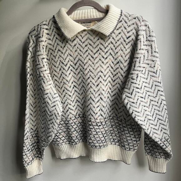 Vintage Alfred Dunner Chevron Sweater with Collar - Picture 1 of 5
